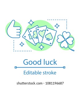 Gambling concept icon. Good luck. Fortune idea thin line illustration. Casino. Vector isolated outline drawing. Editable stroke