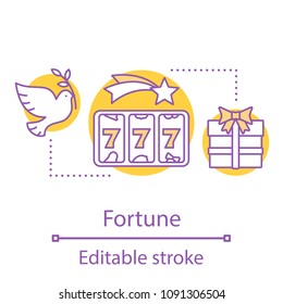 Gambling concept icon. Good luck. Fortune idea thin line illustration. Casino. Vector isolated outline drawing. Editable stroke
