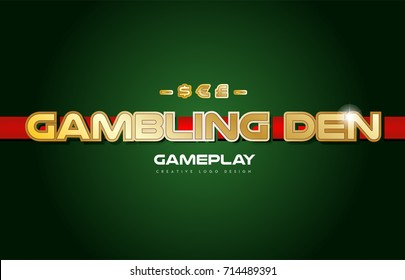 gambling den text with gold texture on a green background suitable as a postcard or banner design for a card game