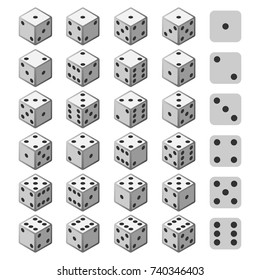 Gambling dice set. Cube gamble 3d ivories or devils bones for casino concept designs