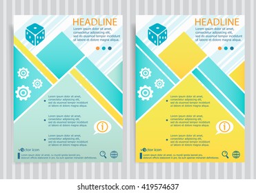 Gambling dice sign on vector brochure flyer design layout template. Business modern template