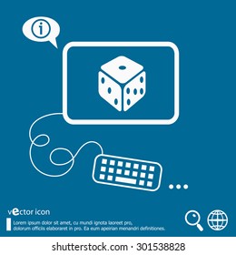 Gambling dice vector icon  and flat design elements. Line icons for application development, web page coding and programming, creative process, social media, print.