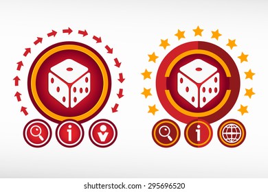 Gambling dice vector icon  on creative background. Red design concept for banner, web, advertising, print