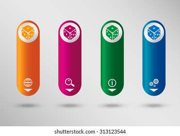 Gambling dice vector icon  on vertical infographic design template, can be used for workflow layout, web design.