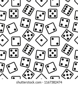 Gambling Dices Seamless Pattern on White Background. vector illustration.