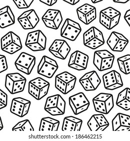 Gambling Dices Seamless Pattern on White Background. Vector