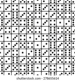 Gambling Dices Seamless Pattern on White Background. Vector