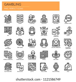 Gambling Elements , Thin Line and Pixel Perfect Icons