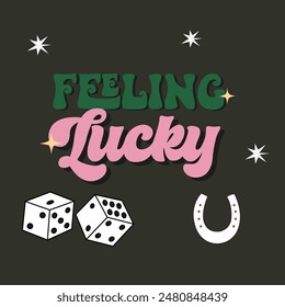 Gambling and entertainment in casino establishments on black background. Vector set of games for winning money. Casino and lucky inscription, jackpot, lucky horseshoe and dice. Money is the motive 