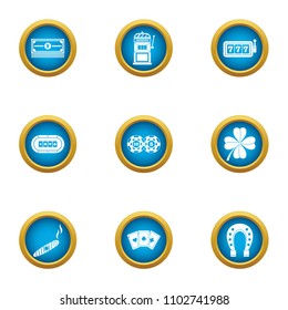 Gambling establishment icons set. Flat set of 9 gambling establishment vector icons for web isolated on white background