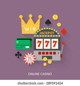 Gambling flat icons set. Casino concept collection.
