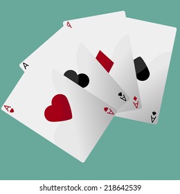 Gambling. Game cards vector:hearts, diamonds, clubs, spades. Vector illustration.