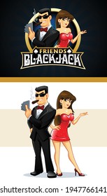 Gambling game full body characters, logo design
