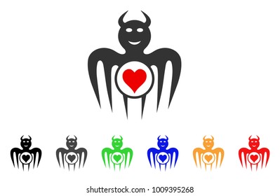 Gambling Happy Devil icon. Vector illustration style is a flat iconic gambling happy devil symbol with grey, yellow, green, blue, red, black color versions. Designed for web and software interfaces.