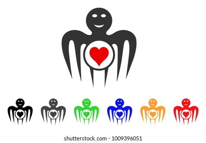 Gambling Happy Monster icon. Vector illustration style is a flat iconic gambling happy monster symbol with grey, yellow, green, blue, red, black color variants.