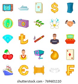 Gambling house icons set. Cartoon set of 25 gambling house vector icons for web isolated on white background