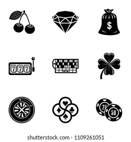 Gambling house icons set. Simple set of 9 gambling house vector icons for web isolated on white background
