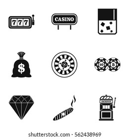 Gambling house icons set. Simple illustration of 9 gambling house vector icons for web