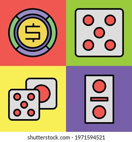 gambling icon, casino icon, domino icon with filled line icon style suitable for gaming applications