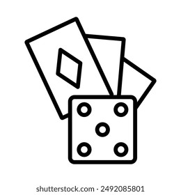 Gambling icon linear logo mark in black and white