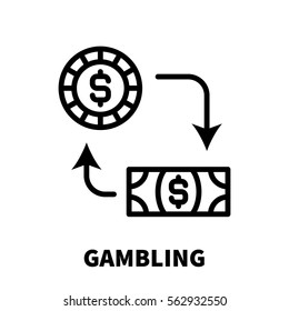 Gambling icon or logo in modern line style. High quality black outline pictogram for web site design and mobile apps. Vector illustration on a white background.