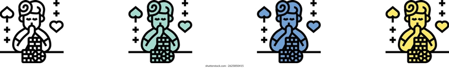 gambling icon. Outline, Green, Blue and Yellow Style Design Isolated On White Background