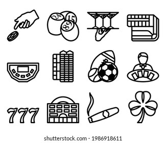 Juego de iconos de juego. Diseño de contorno negrita editable. Ilustración vectorial.