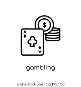 gambling icon. Trendy modern flat linear vector gambling icon on white background from thin line Entertainment collection, outline vector illustration
