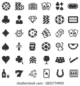 Gambling Icons. Black Scribble Design. Vector Illustration.