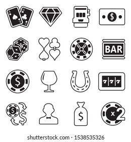 Gambling Icons. Line With Fill Design. Vector Illustration.