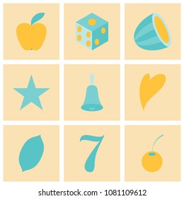 Gambling icons set. Card and casino, poker game, dice and ace. Vector illustration