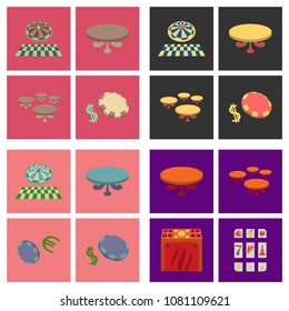 Gambling icons set. Card and casino, poker game, dice and ace. Vector illustration