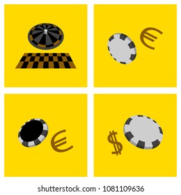 Gambling icons set. Card and casino, poker game, dice and ace. Vector illustration