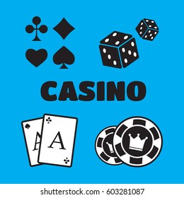 Gambling icons set. Card and casino, poker game