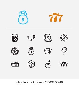Gambling icons set. Gamble play and gambling icons with lucky, poker and win money. Set of jack for web app logo UI design.