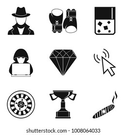 Gambling icons set. Simple set of 9 gambling vector icons for web isolated on white background