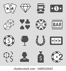 Gambling Icons. Sticker Design. Vector Illustration.