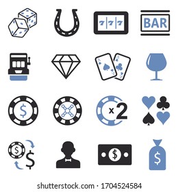 Gambling Icons. Two Tone Flat Design. Vector Illustration.