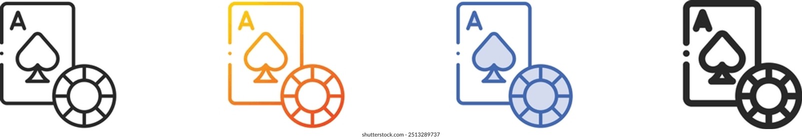 gambling icon.Thin Linear, Gradient, Blue Stroke and bold Style Design Isolated On White Background