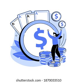 Gambling income abstract concept vector illustration. Taxation of gambling winning, legal wagers operations, prize market value, online casino money slot, professional gambler abstract metaphor.