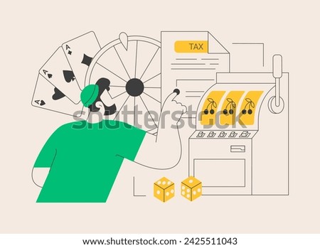 Gambling income abstract concept vector illustration. Taxation of gambling winning, legal wagers operations, prize market value, online casino money slot, professional gambler abstract metaphor.