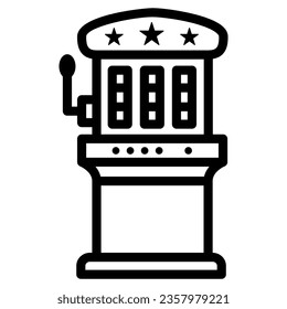 Gambling machine line icon, The rides concept, slot machine sign on white background, one armed bandit icon in outline style for mobile concept and web design. Vector graphics
