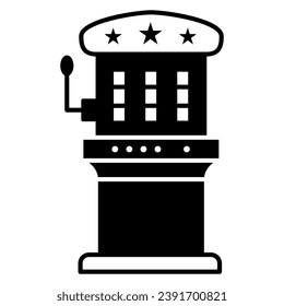 Gambling machine solid icon, The rides concept, slot machine sign on white background, one armed bandit icon in glyph style for mobile concept and web design. Vector graphics