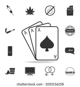 Gambling playing cards icon. Set of Human weakness and Addiction element icon. Premium quality graphic design. Signs, outline symbols collection icon for websites, web design on white background