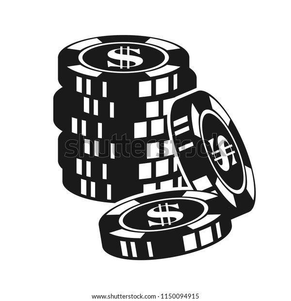 Gambling Poker Chips Vector Monochrome Illustration Stock Vector