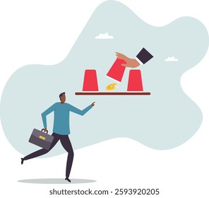 Gambling risk, win the guess game or predict the investment.business concept.flat character.