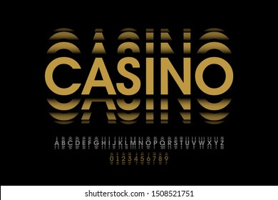 Gambling roulette style font design, alphabet letters and numbers, vector illustration