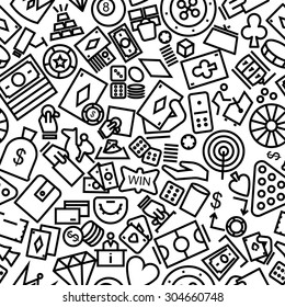 Gambling Seamless Outline Icon Pattern 