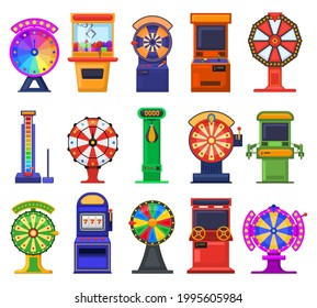 Gambling slot machines for casino video games vector set