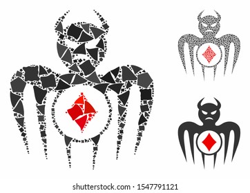 Gambling spectre devil composition of uneven parts in different sizes and shades, based on gambling spectre devil icon. Vector raggy parts are combined into composition.
